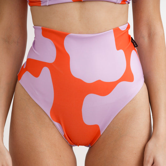 Bikini bottom tiro extra alto manchas lila reversible