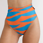 Bikini bottom tiro extra alto animal print tigre azul, cubre abdomen — Kinibe