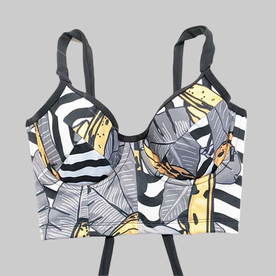 Bustier amarillo banana con soporte y barba, copas B a D — Kinibe