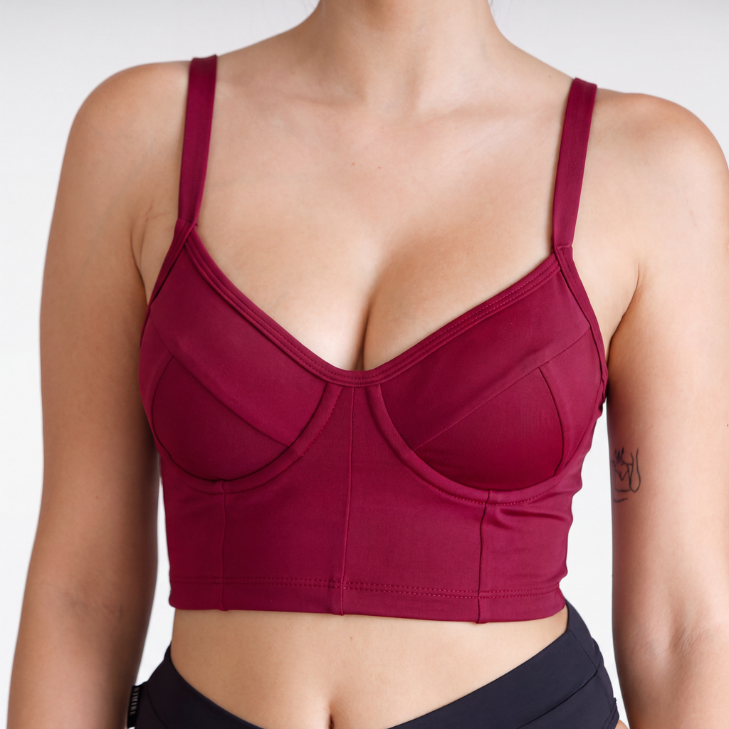 Bustier Guinda — Copas B a D con Soporte