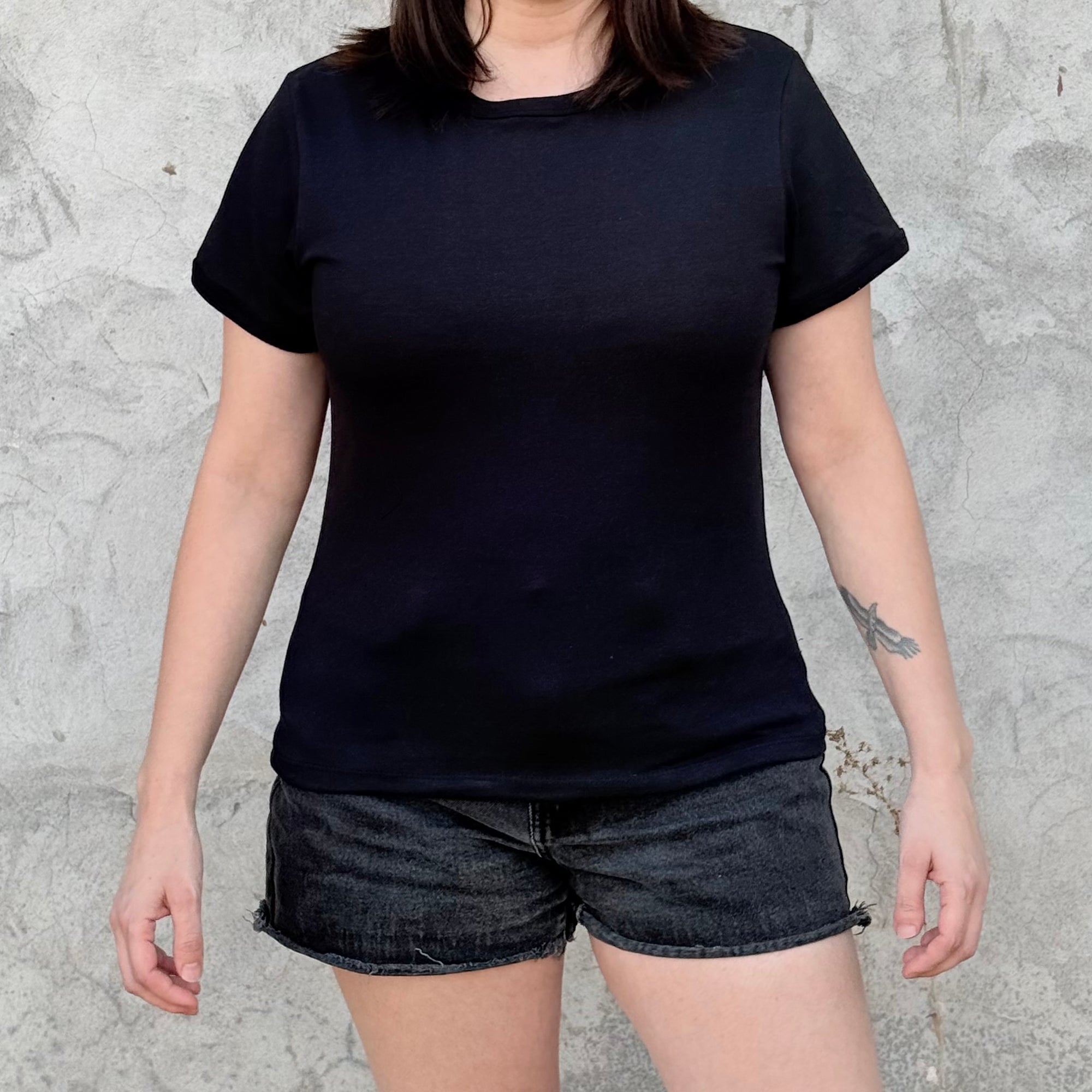 Polera negra mujer algodón - A pedido 7 días hábiles