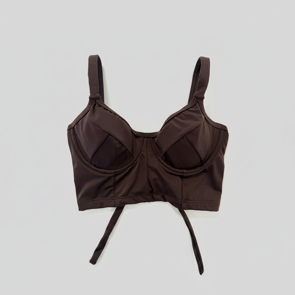 Bustier Café | Top Bikini con Soporte | Swimwear Premium UV+50