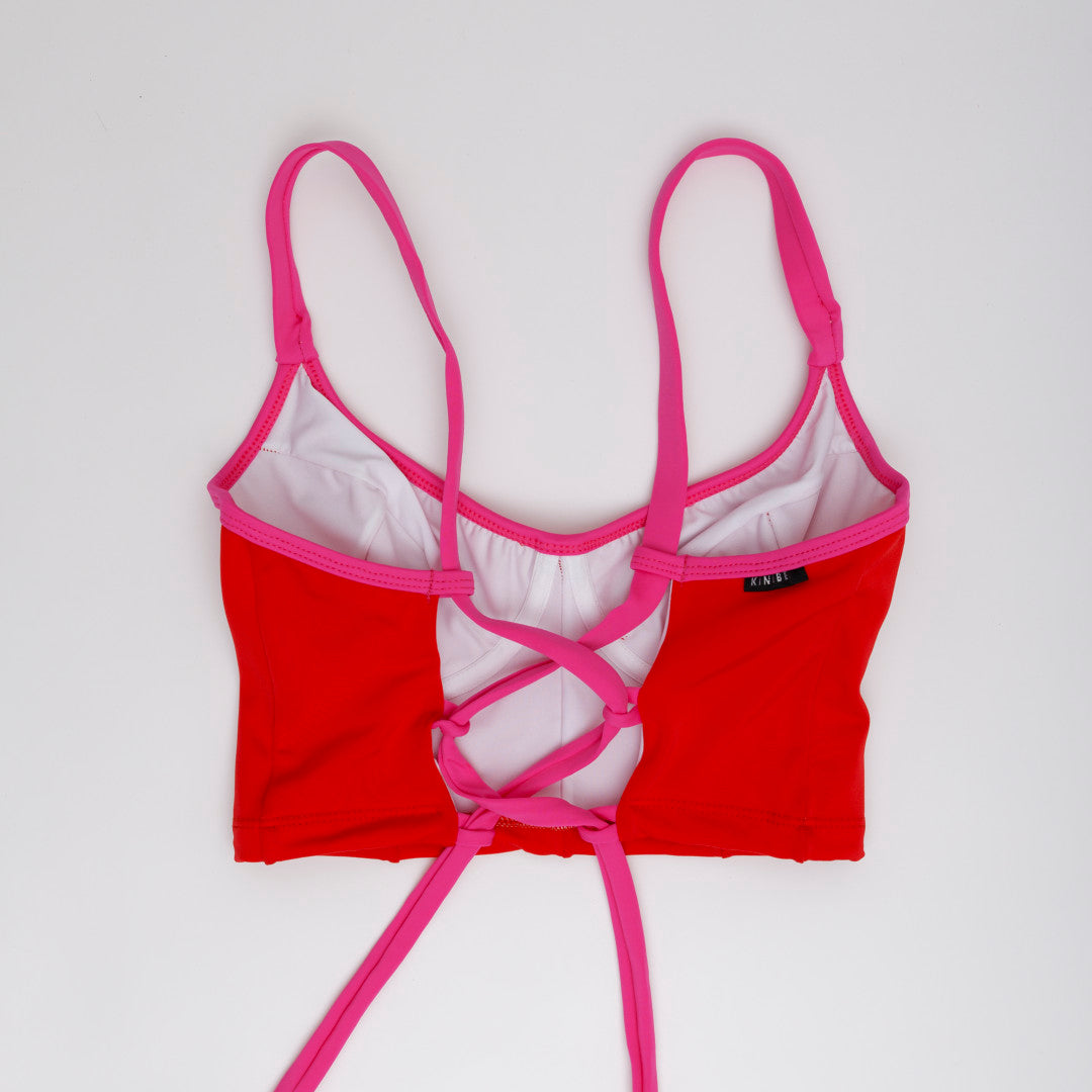 Bustier Rojo borde Fucsia