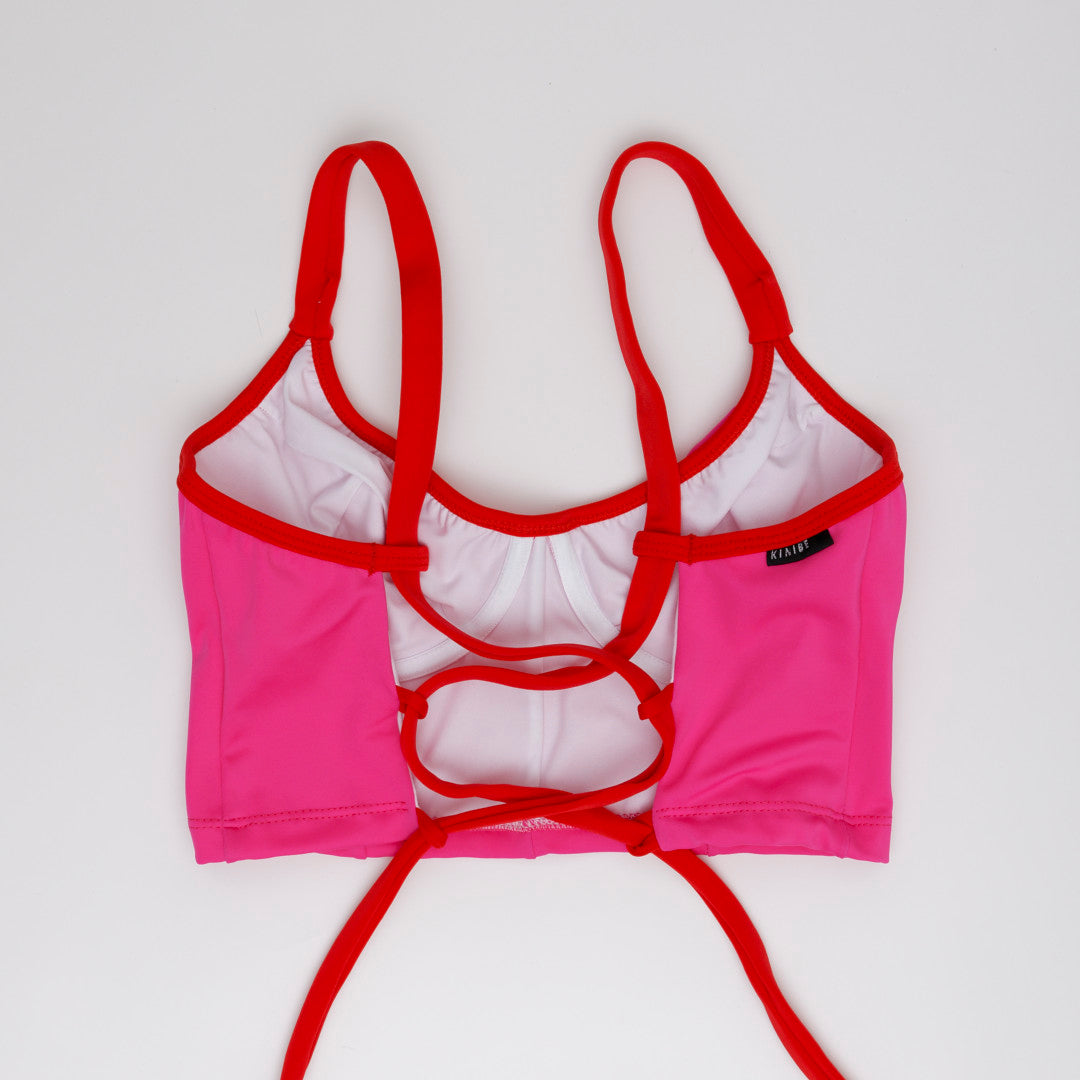 Bustier Fucsia borde Rojo