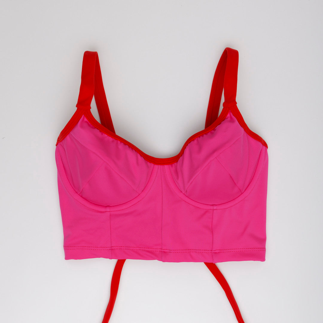 Bustier Fucsia borde Rojo