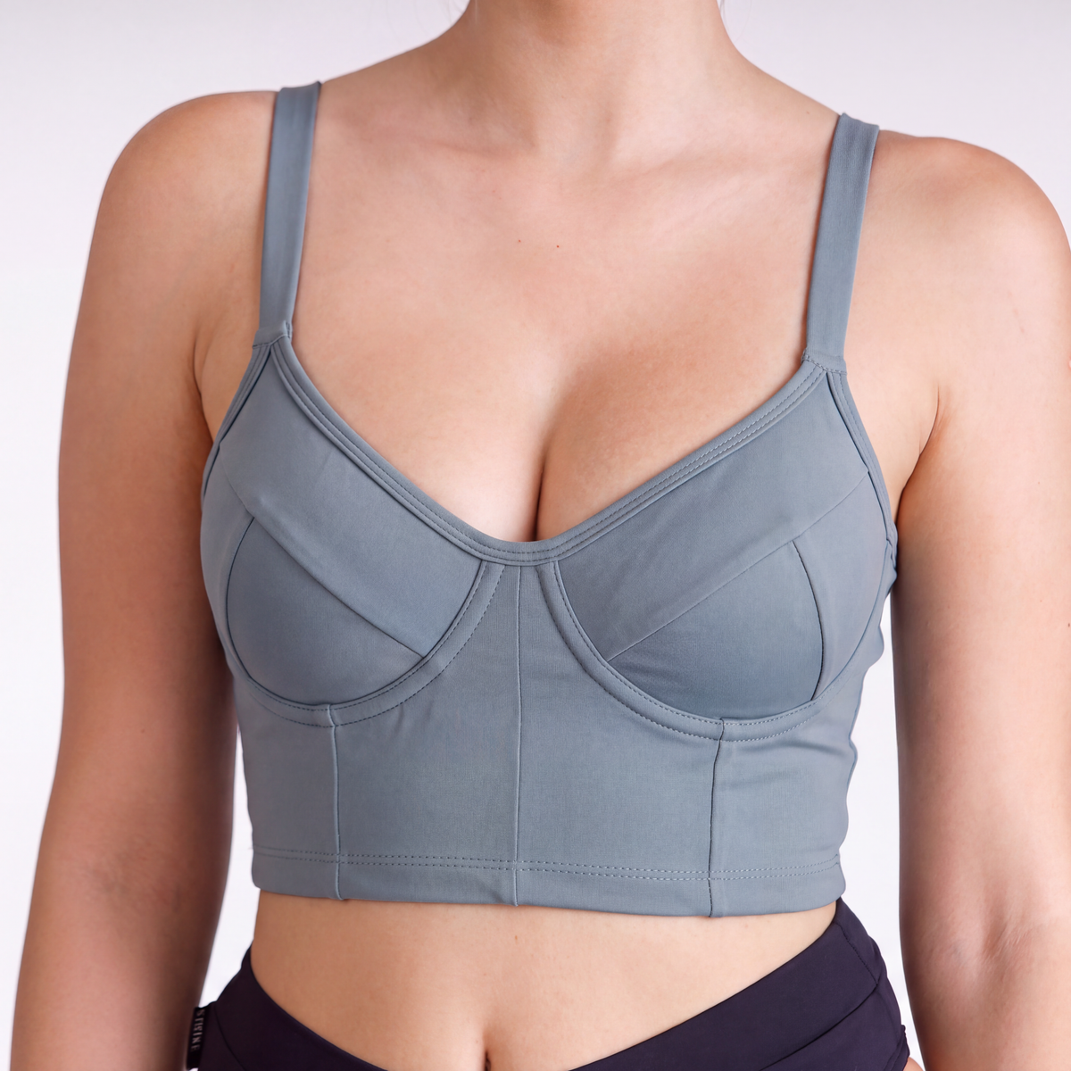 Bustier Gris Celeste — Copas B a D con Soporte