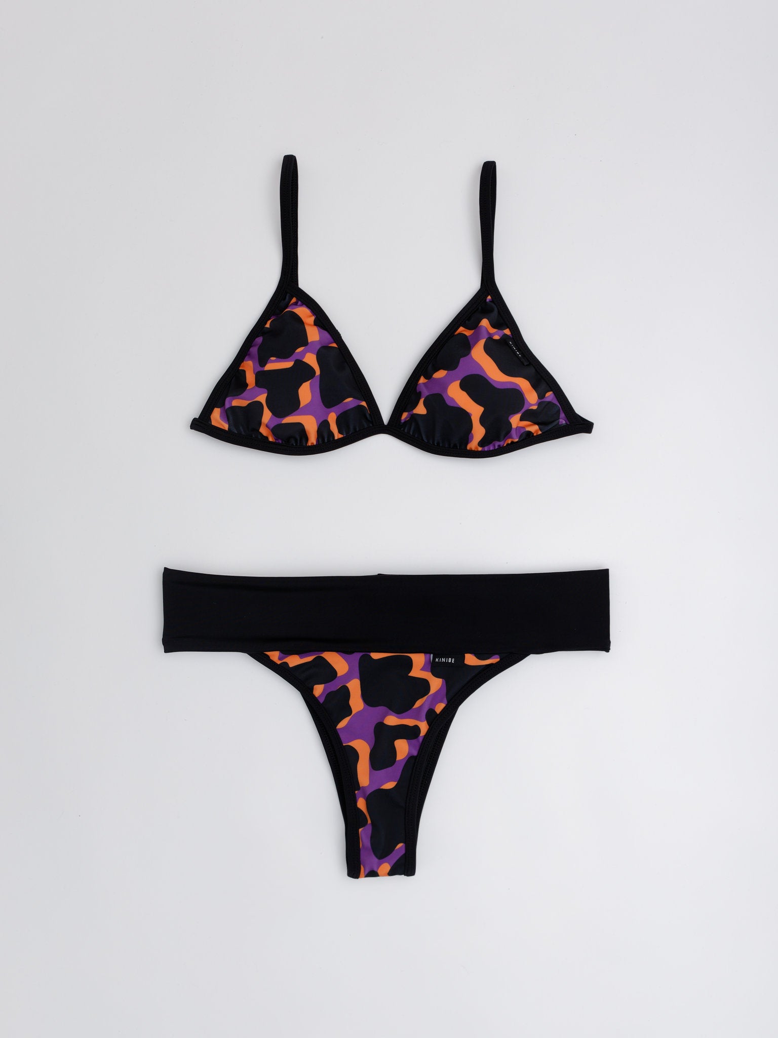 Conjunto bikini triángulo animal print tigre con tanga faja de cintura ancha — Kinibe