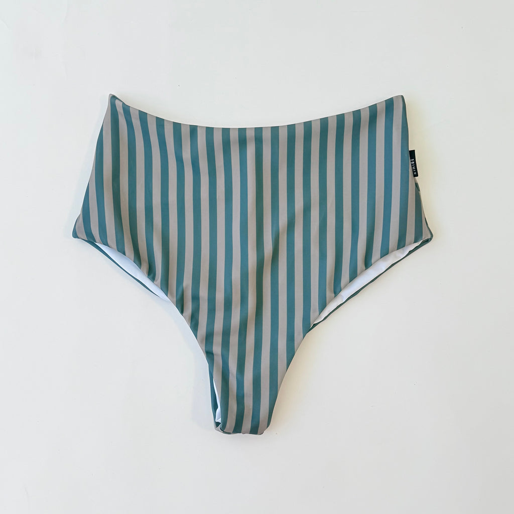 bikini bottom rayas mujer alto sobre el ombligo