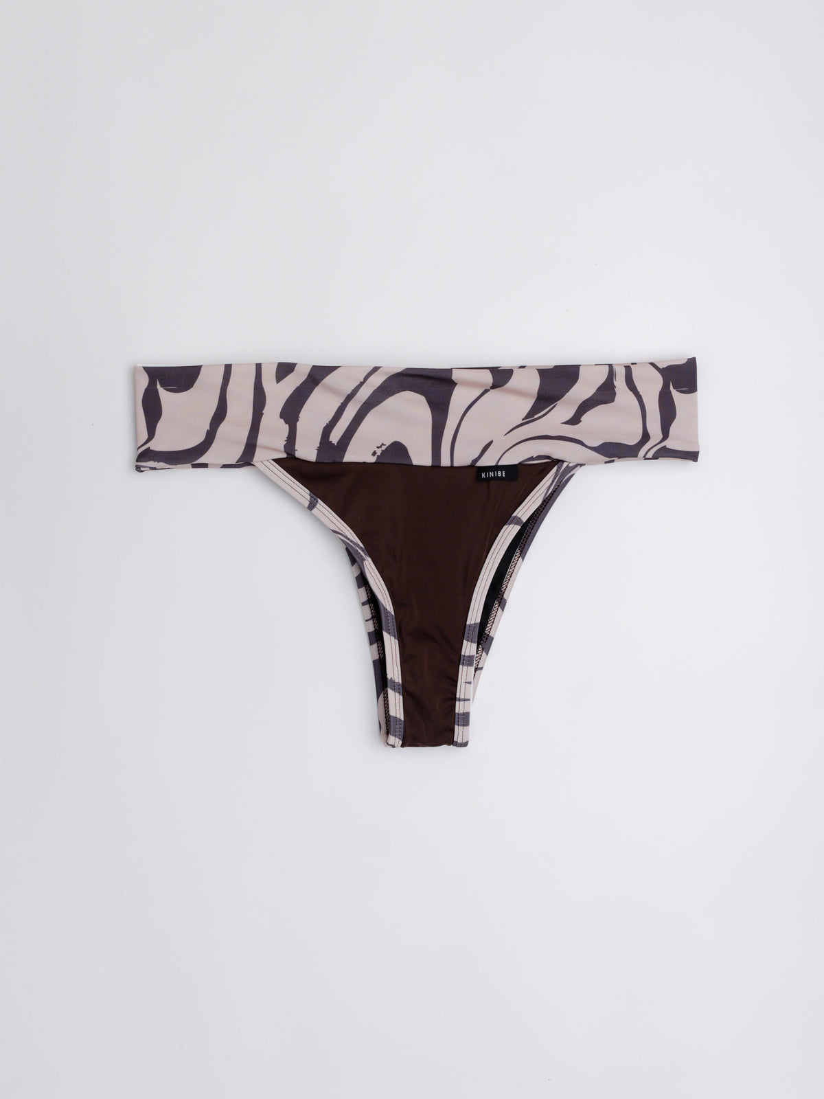 Bikini Bottom Tanga Faja Café — Estampado The Sand, Cintura Ancha - 38