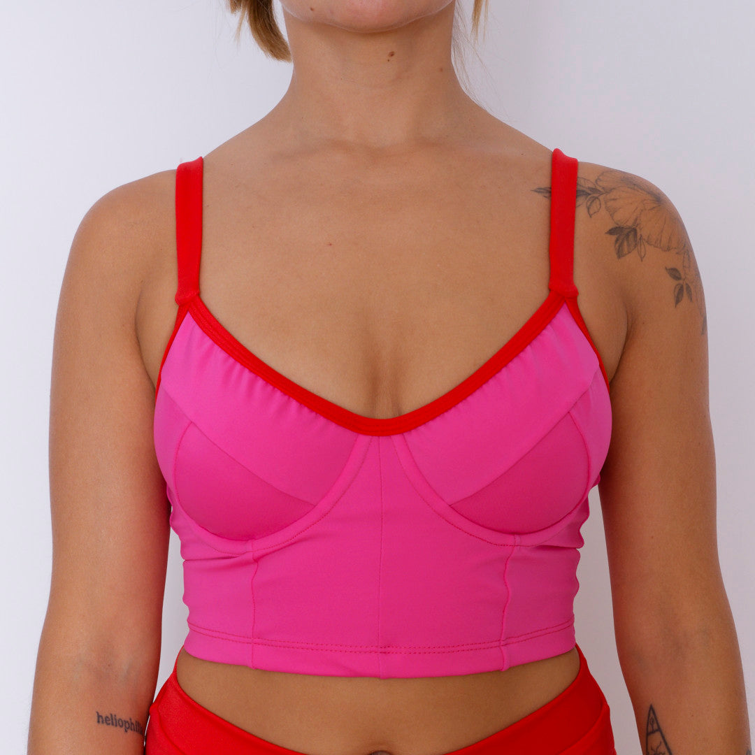 Bustier Fucsia borde Rojo