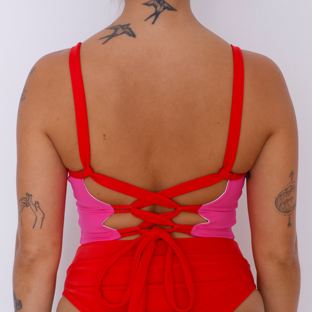 Bustier Fucsia borde Rojo