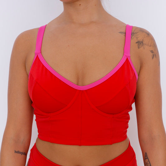 Bustier Rojo borde Fucsia
