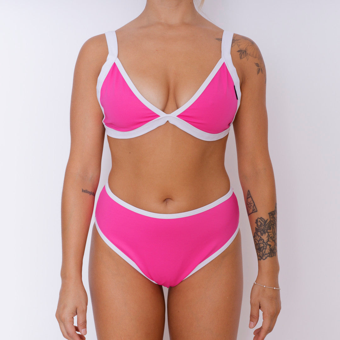 Bikini Top Venice Fucsia con blanco