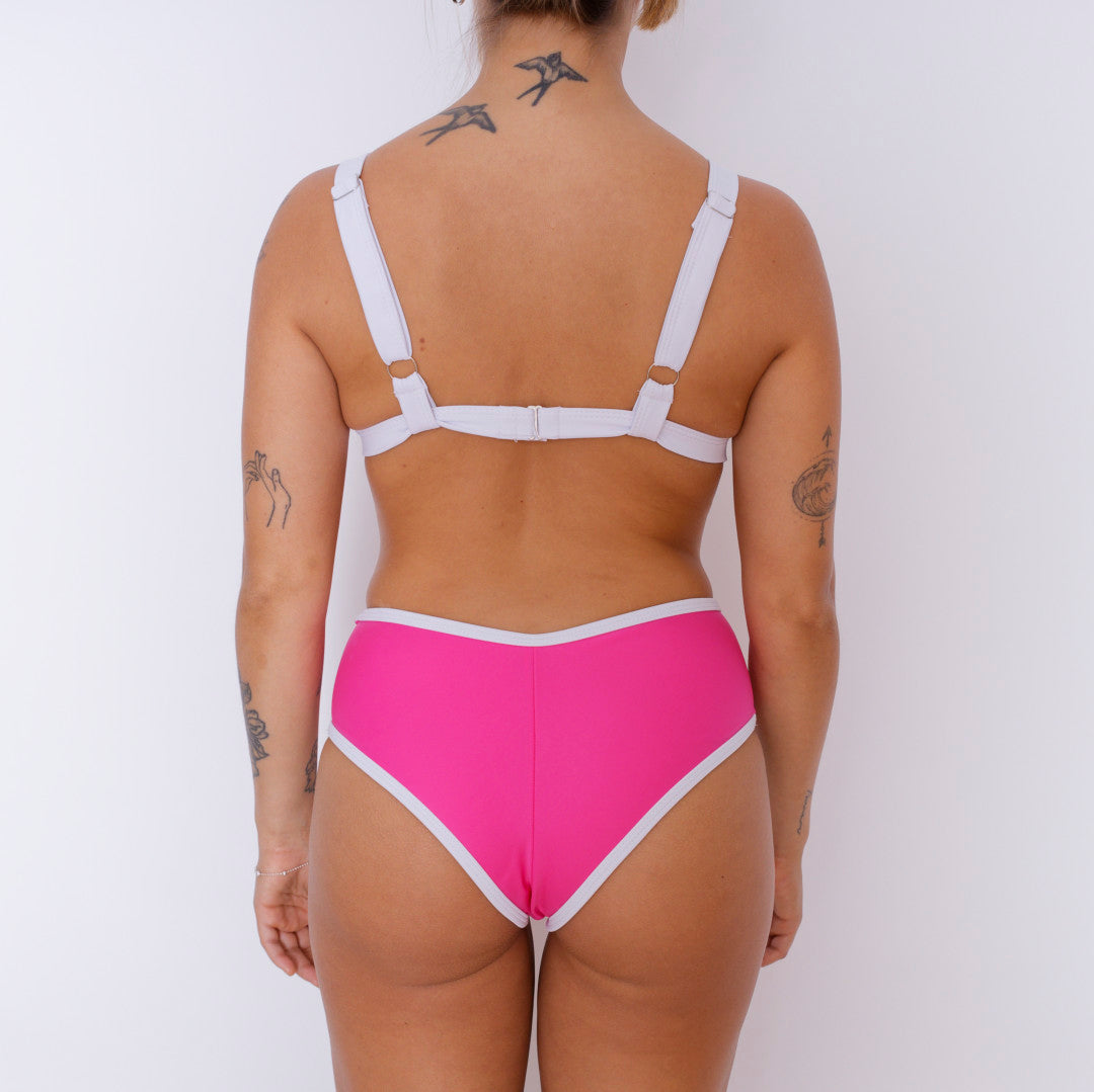 Bikini Top Venice Fucsia con blanco