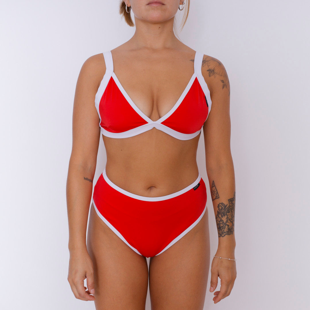 Bikini Top Venice Rojo con blanco