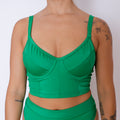 Bustier verde jade mujer con soporte y barba, copas B a D — Kinibe