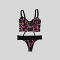 Bustier bikini con copa estampado de manchas con tanga faja de cintura ancha — Kinibe