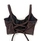 Bustier café con soporte y barba, copas B a D, vista espalda — Kinibe