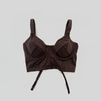 Bustier café con soporte y barba, copas B a D, vista frontal — Kinibe