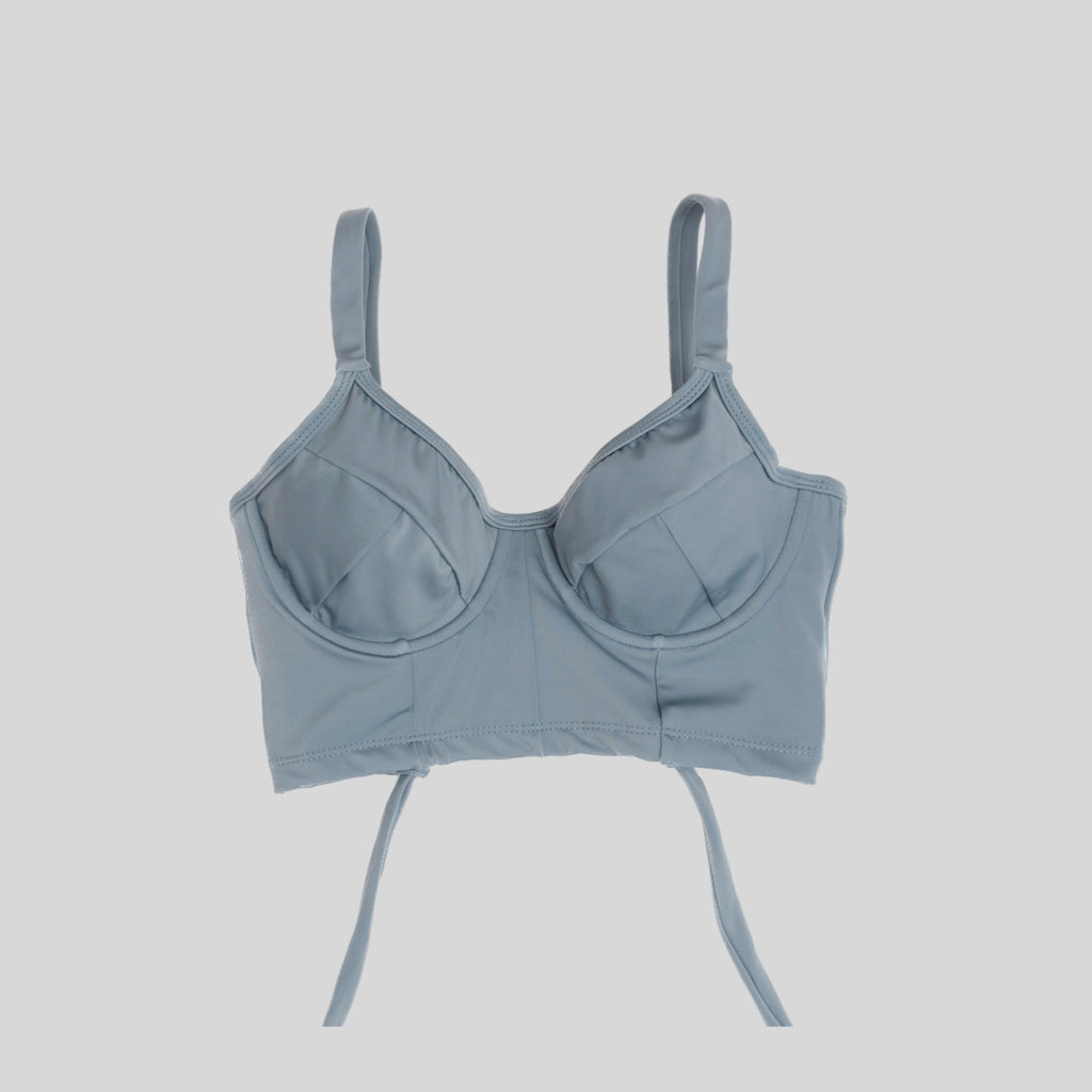 Bustier gris celeste con soporte y barba, copas B a D — Kinibe