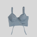 Bustier gris celeste con soporte y barba, copas B a D — Kinibe