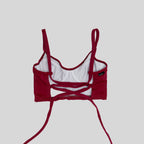 Bustier guinda cherry con soporte, copas B a D, vista espalda — Kinibe