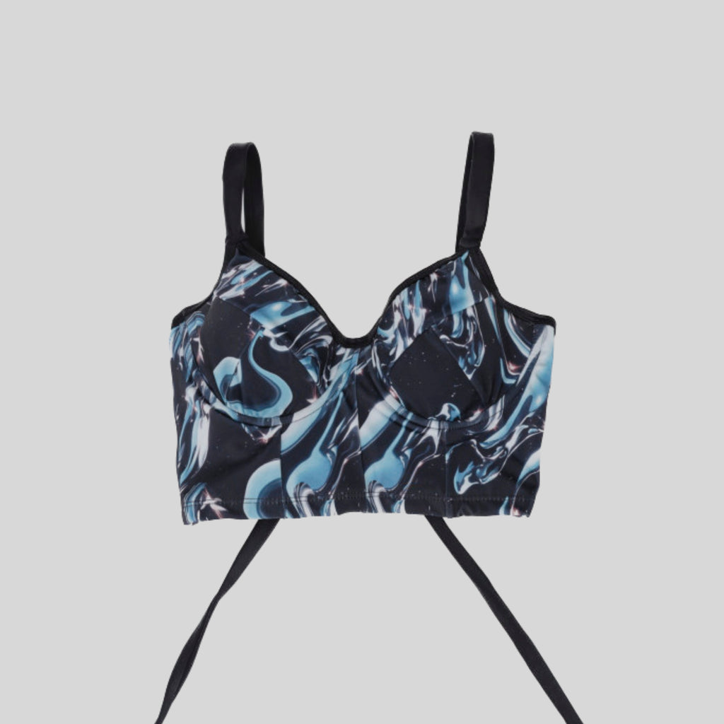 Bustier estampado Midnight Sea con soporte, copas B a D, UV+50 — Kinibe