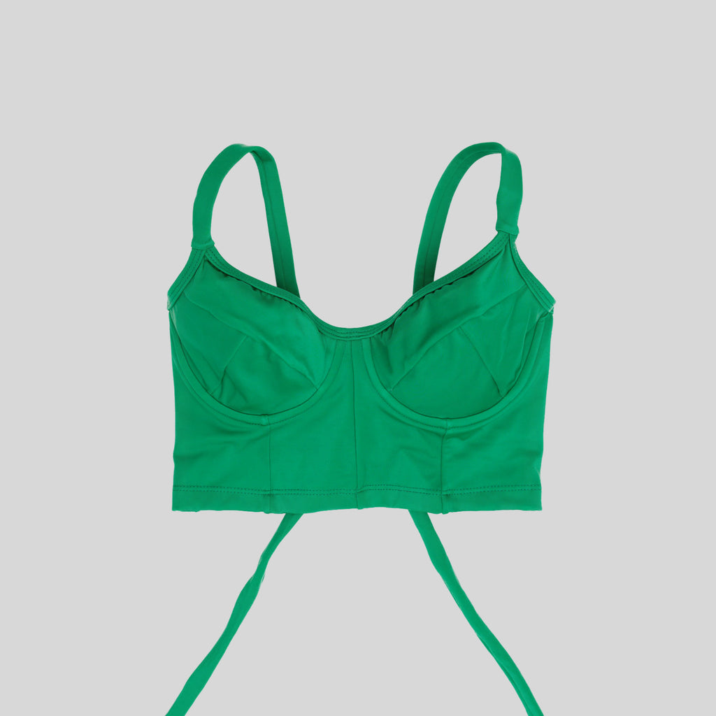Bustier verde jade con soporte y barba, copas B a D — Kinibe
