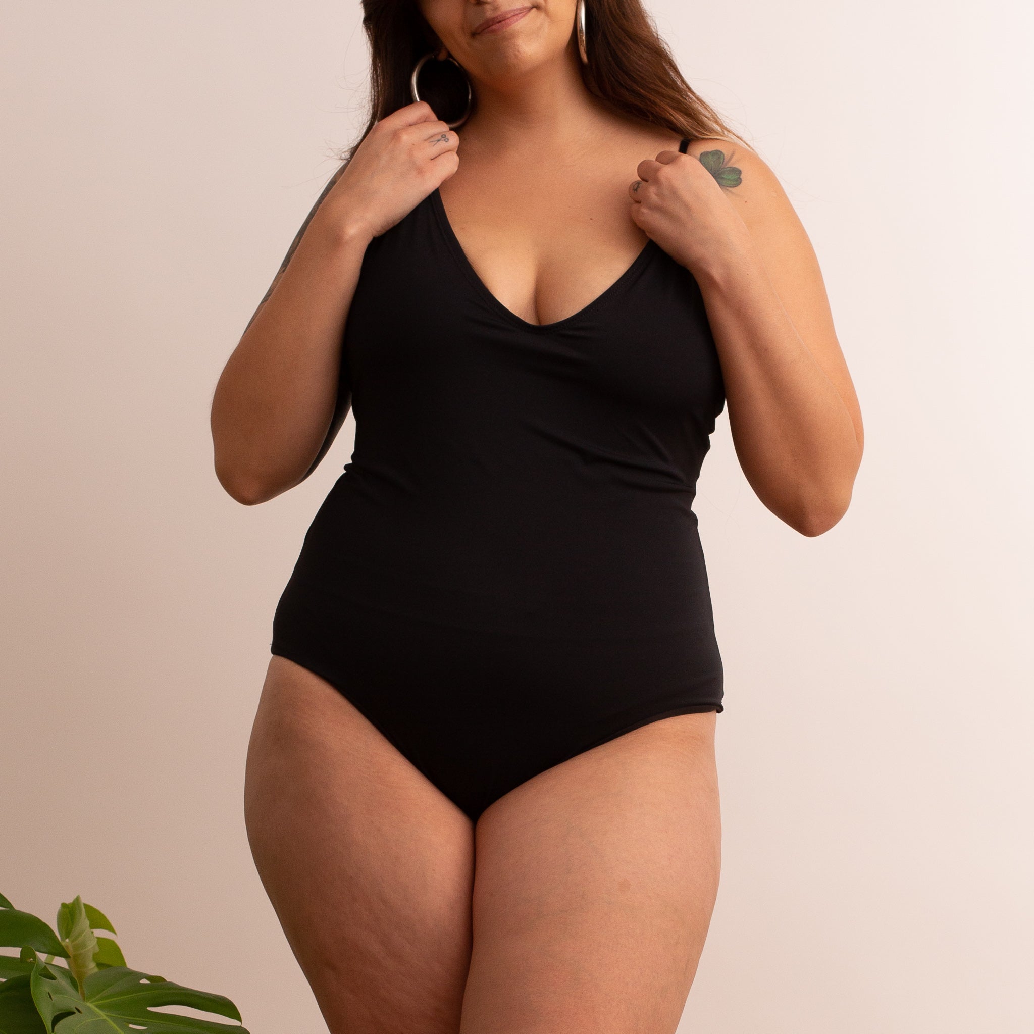 Traje de baño tiritas negro